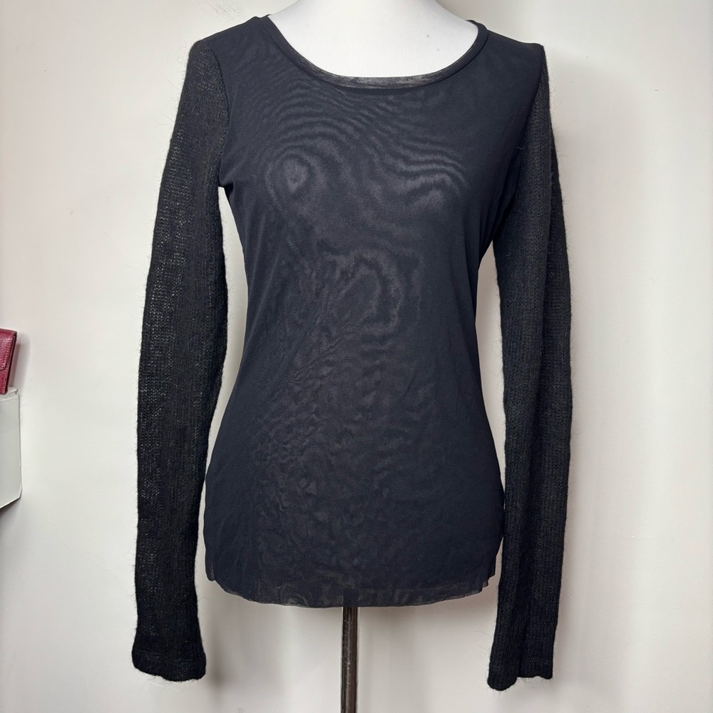 Iconic Pianura Mesh Top Italy Sheer Long Sleeve Y2K Festival Long Sleeve Goth